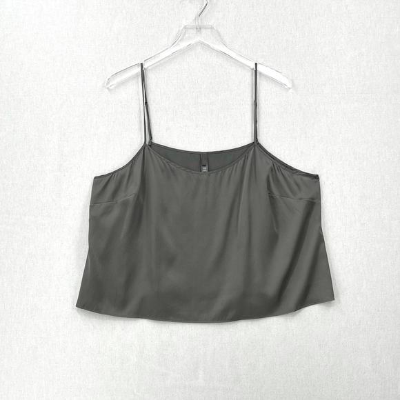 SKIMS Stretch Silk Crop Sleep Cami Tank Womens 2X Gunmetal Gray Spaghetti Strap - Picture 2 of 12